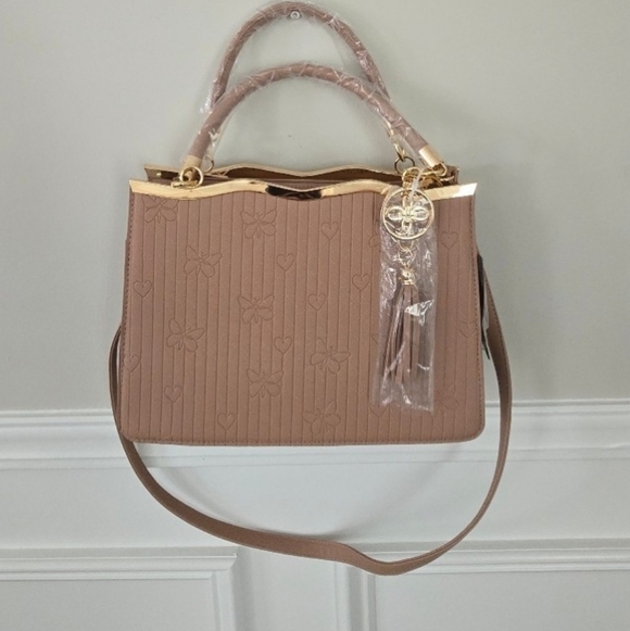 Crossi Handbags - Crossi New York Satchel WButterflies & Heart w/ Gold-tone Hardware NWT